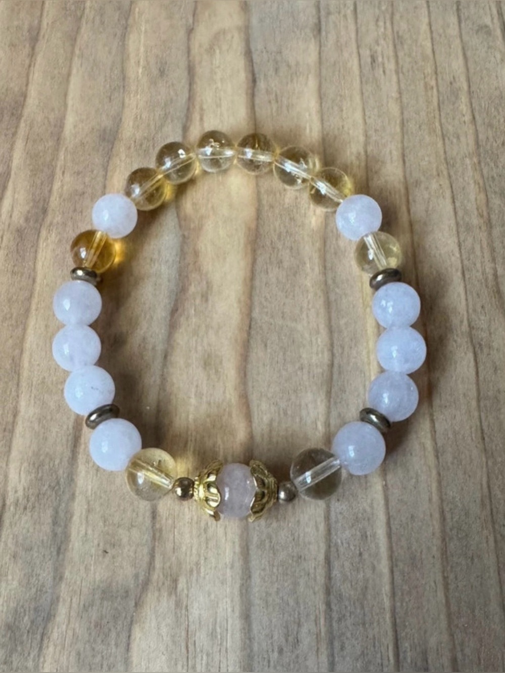 Evolve Mala Compassion Rose Quartz & Citrine Gemstone Stretch Bracelet